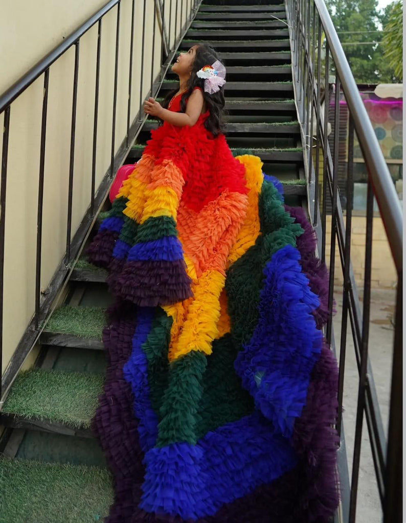 The Amal Rainbow Long Tail Frock