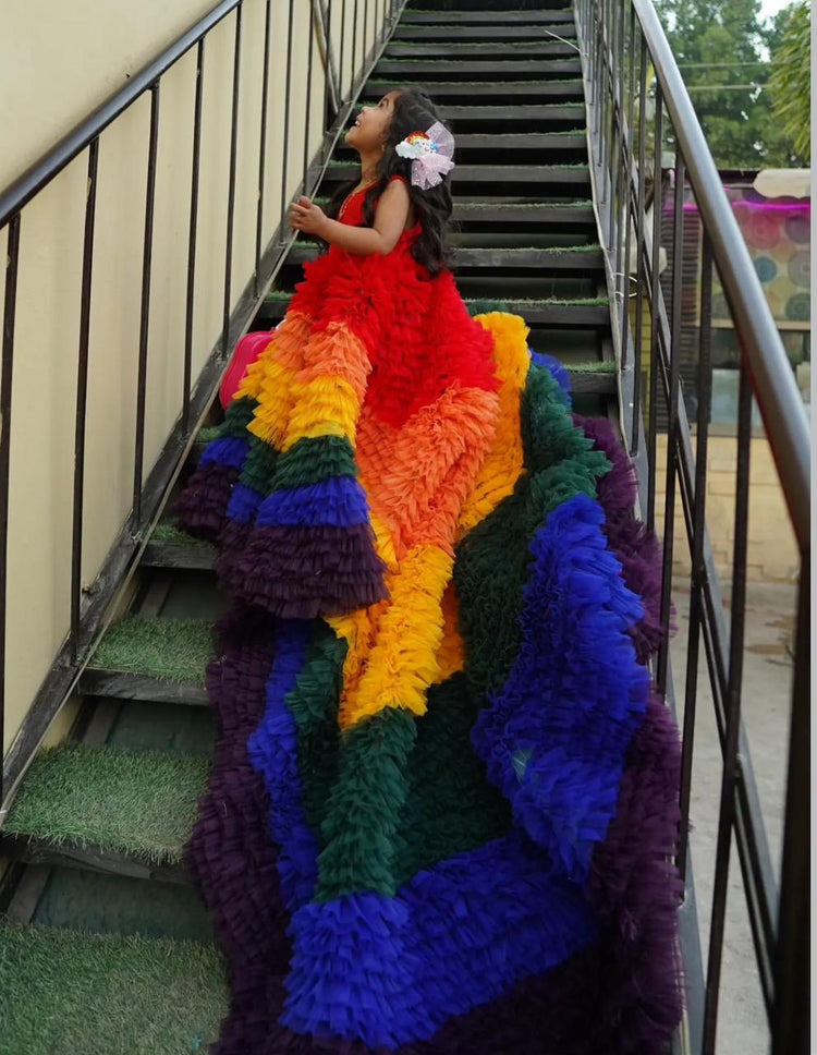 The Amal Rainbow Long Tail Frock