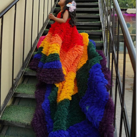 The Amal Rainbow Long Tail Frock