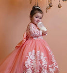 Hiba Peach Long Tail Dress