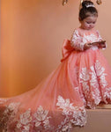 Hiba Peach Long Tail Dress