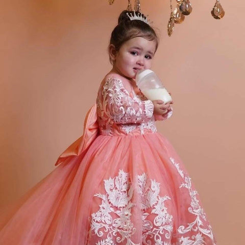 Hiba Peach Long Tail Dress