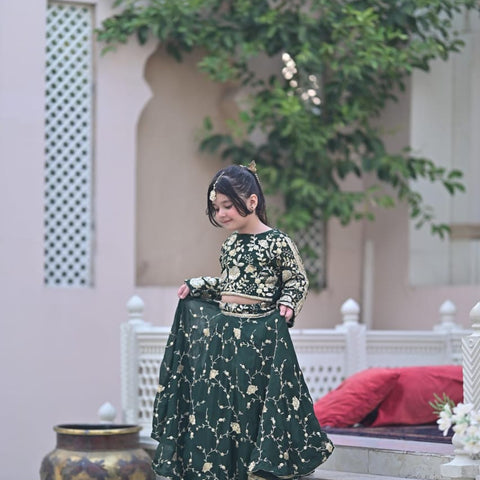The Shab-E-Intizar Lehenga Set (Bottle Green)
