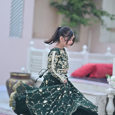 The Shab-E-Intizar Lehenga Set (Bottle Green)