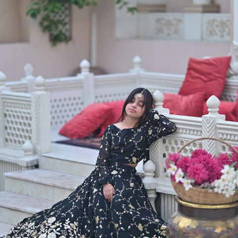 The Shab-E-Intizar Lehenga Set (Black)