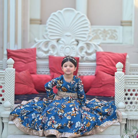 The Shehernaaz Lehenga Set (Navy Blue) sale