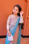 The Tabasum multitoned saree set(baige and blue)