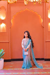 The Tabasum multitoned saree set(baige and blue)