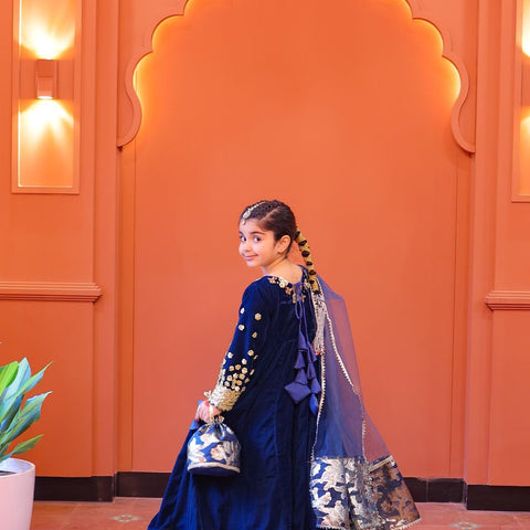 The Falak lehenga frock set(zinc)