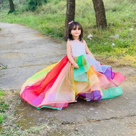 Rainbow layered dress