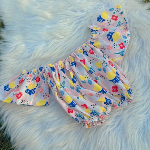 Yellow white funky top