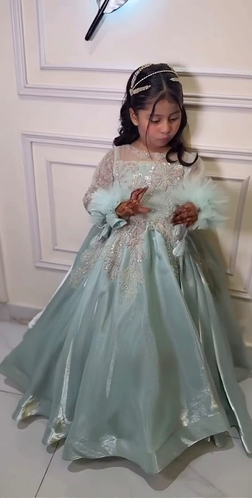 Pistachio embroidered gown