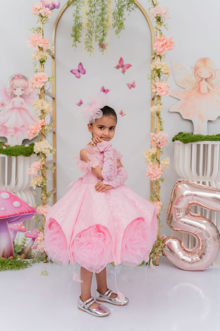 Mahnoor's pink lace dress