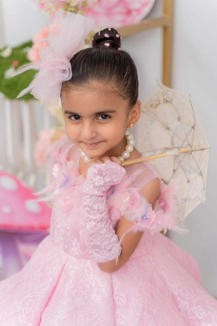 Mahnoor's pink lace dress