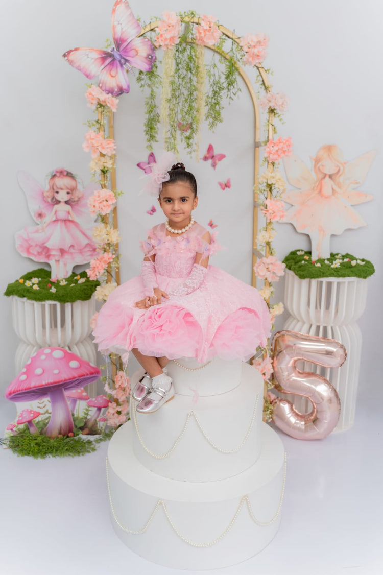 Mahnoor's pink lace dress
