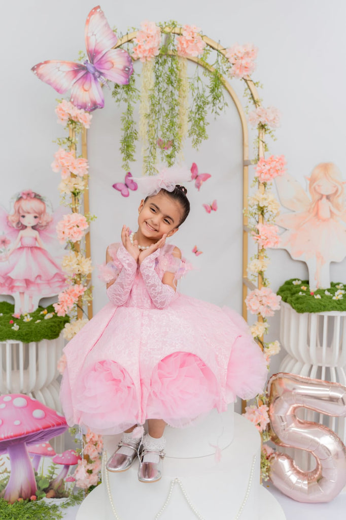 Mahnoor's pink lace dress