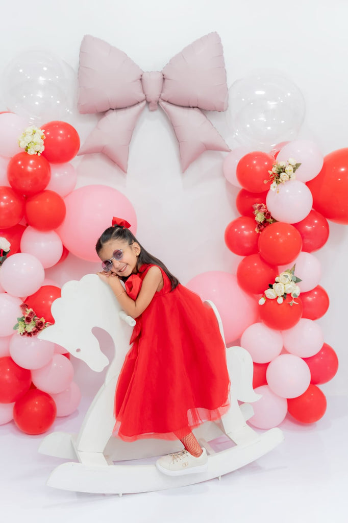 Mahnoor's Red bow dress
