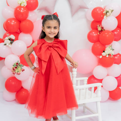 Mahnoor's Red bow dress