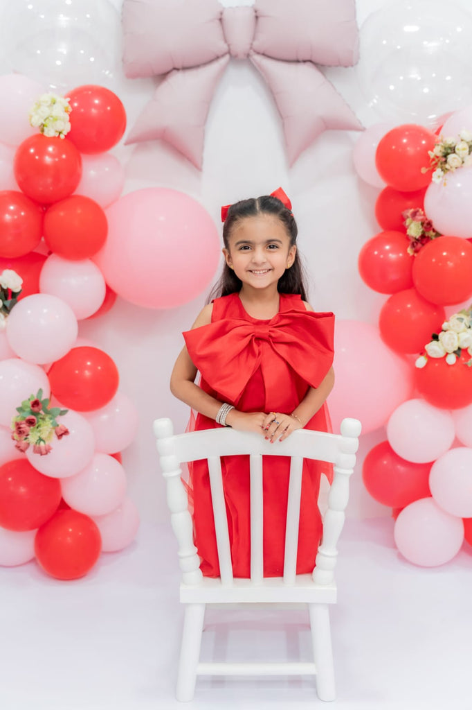 Mahnoor's Red bow dress