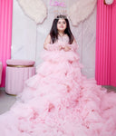 Nancy tyagi peach long tail dress