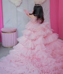 Nancy tyagi peach long tail dress