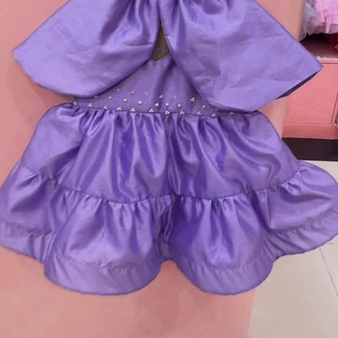 Salvia Silk Cape Dress