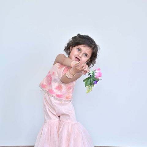 Maadano gharara set peach