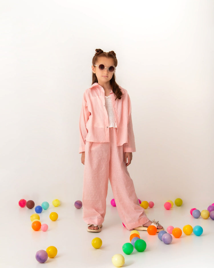 Powder Pink Blush Breeze Trouser Set