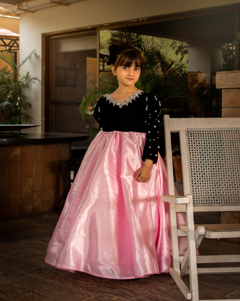The damsel pink black frock