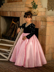 The damsel pink black frock