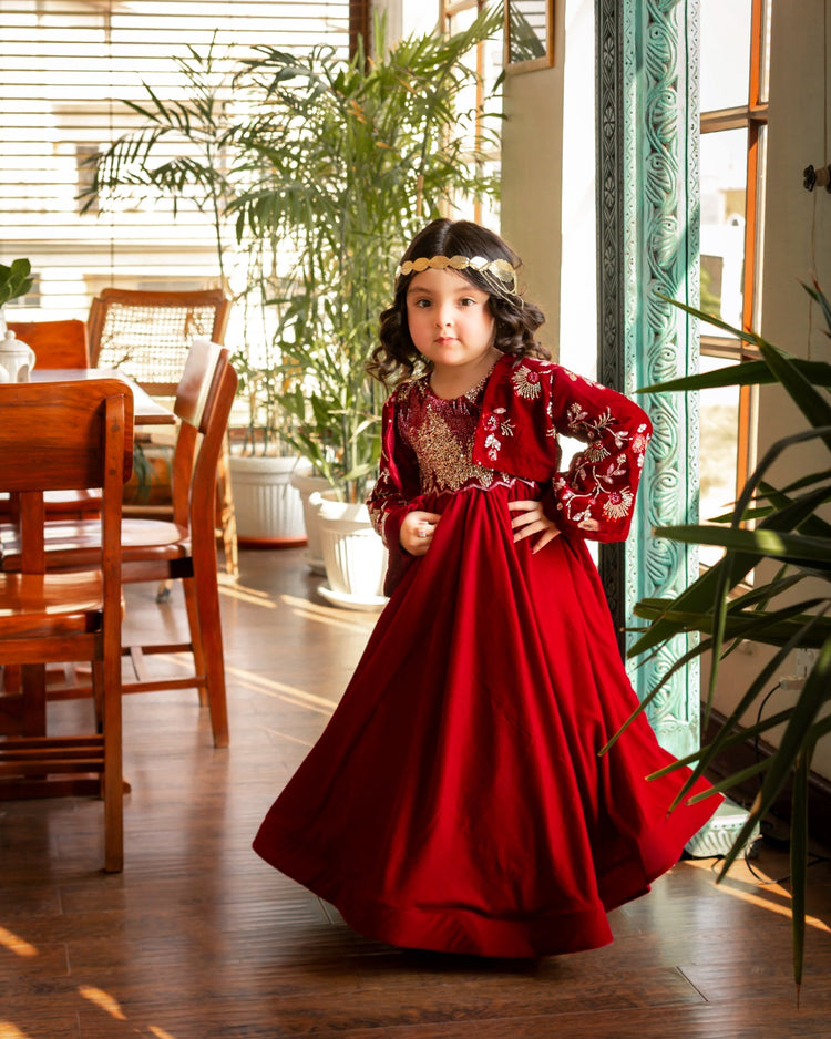 The khoshgul maroon frock
