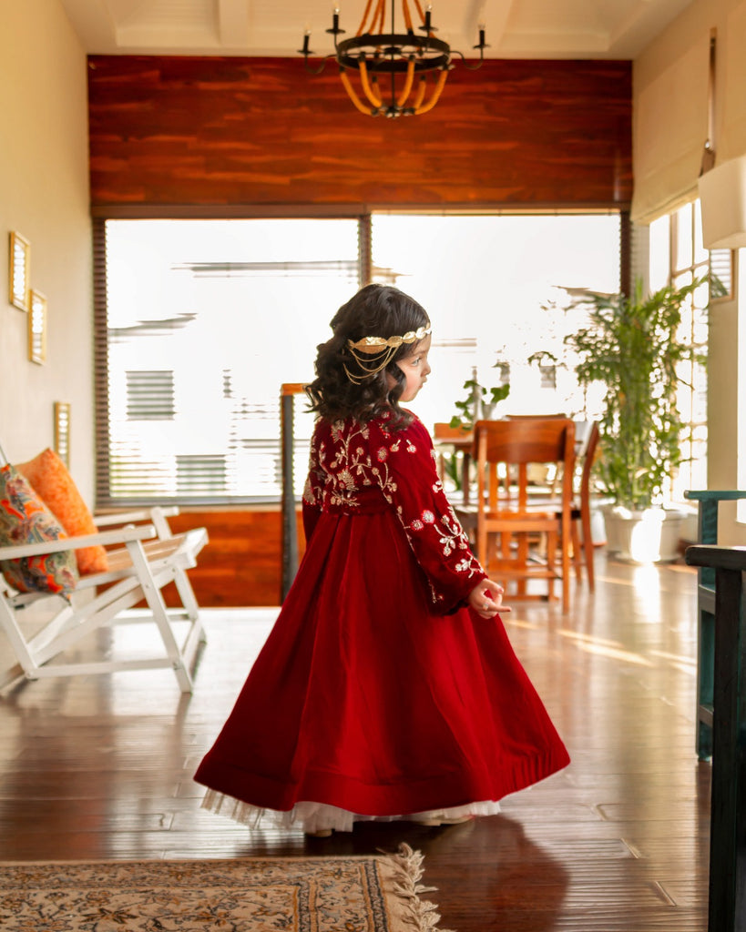 The khoshgul maroon frock