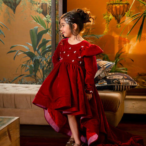 The harley valvet tail dress (maroon)