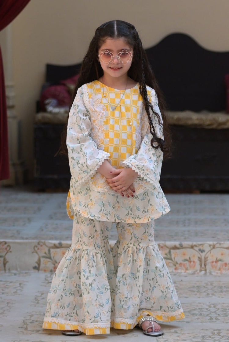 Petal and Plaid gharara set