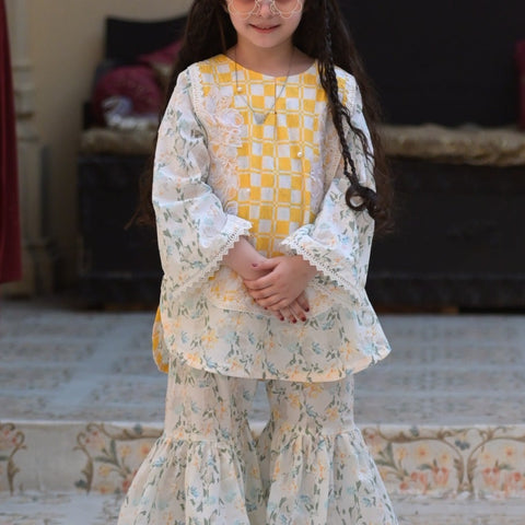 Petal and Plaid gharara set