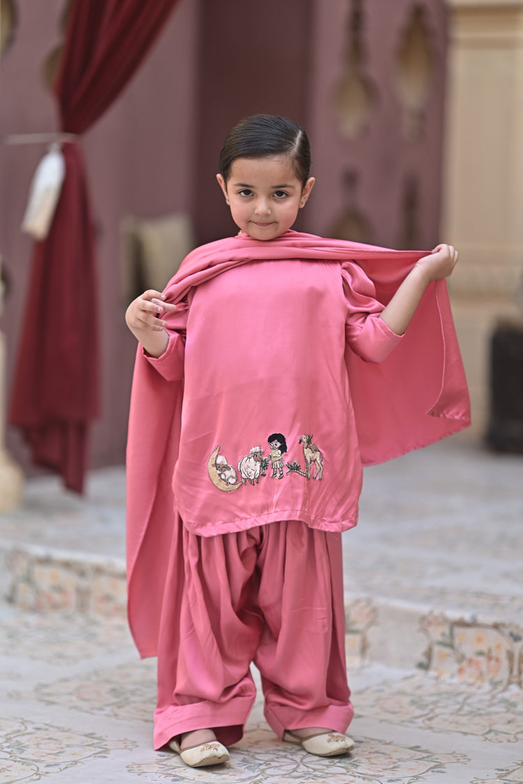 Tea pink bakra eid gharara set