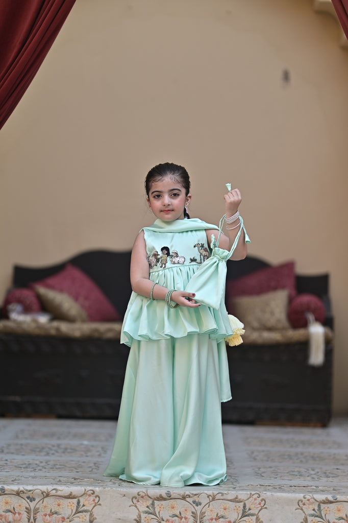 Blue bakra eid gharara set