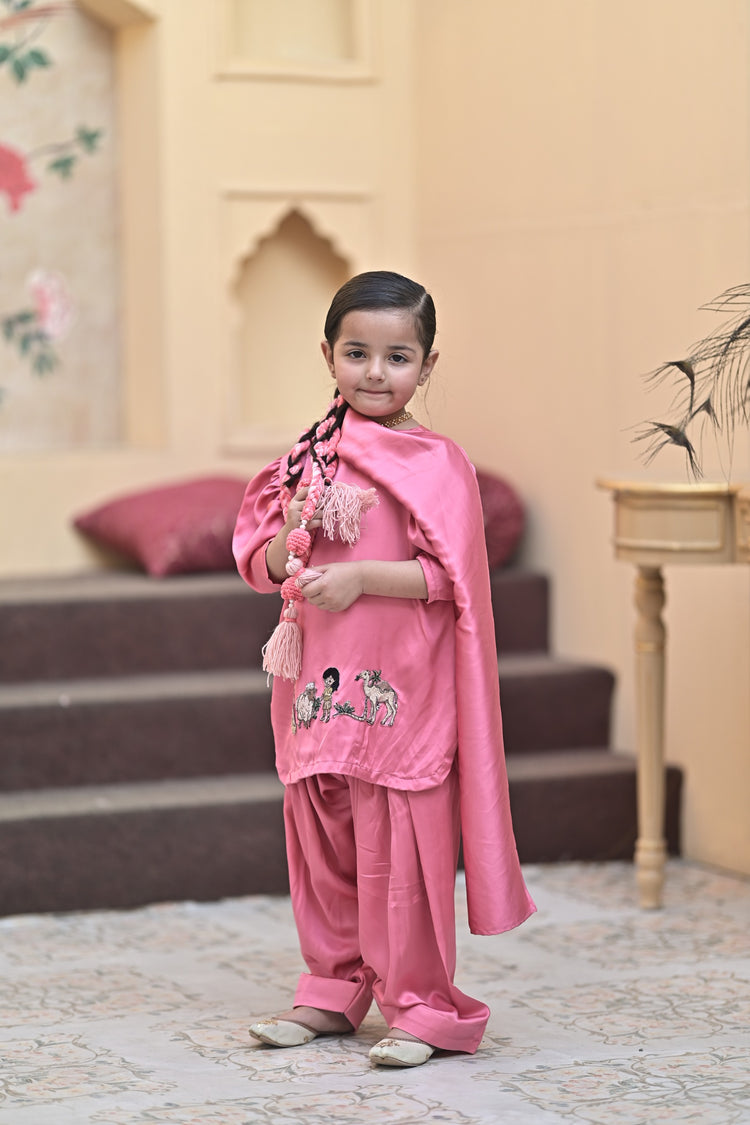 Tea pink bakra eid gharara set