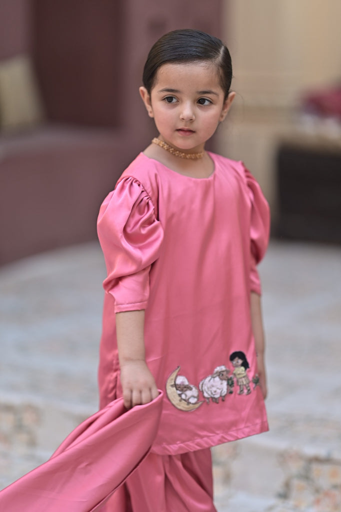 Tea pink bakra eid gharara set